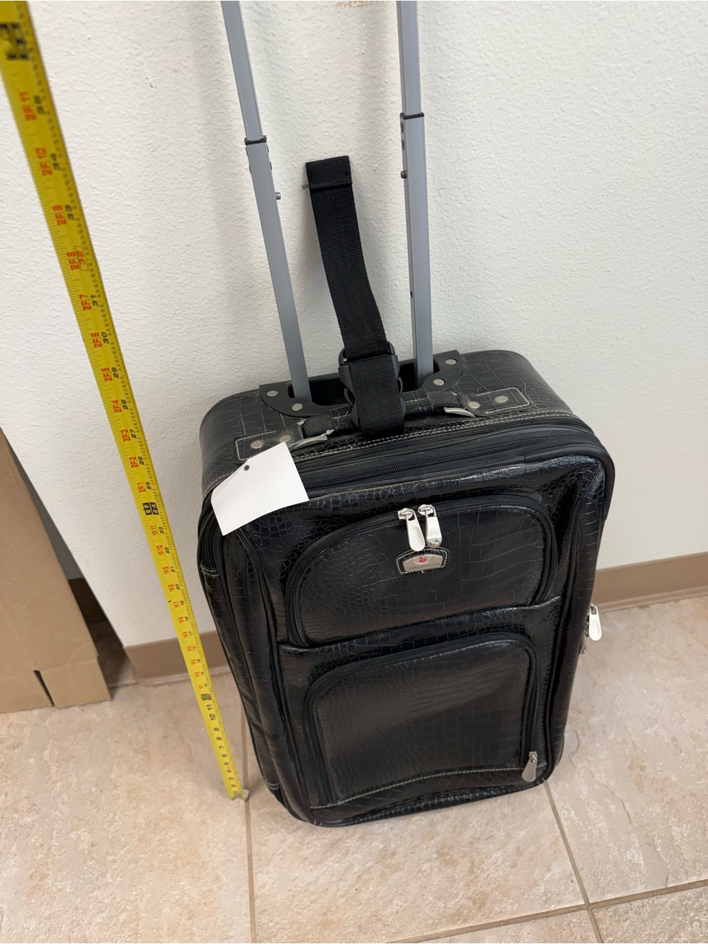 Gloria Vanderbilt Leather Black Rolling Carry-On with Front Pockets